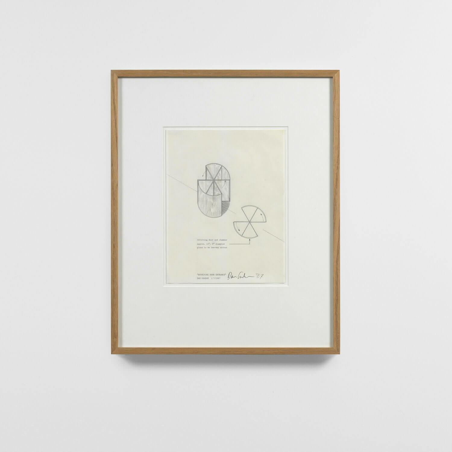 Architectural drawing for Revolving Door Entrance, 1.7.1987 by Dan Graham